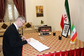 Ambassador Khorev Leaves Condolence Message at the Embassy of Iran